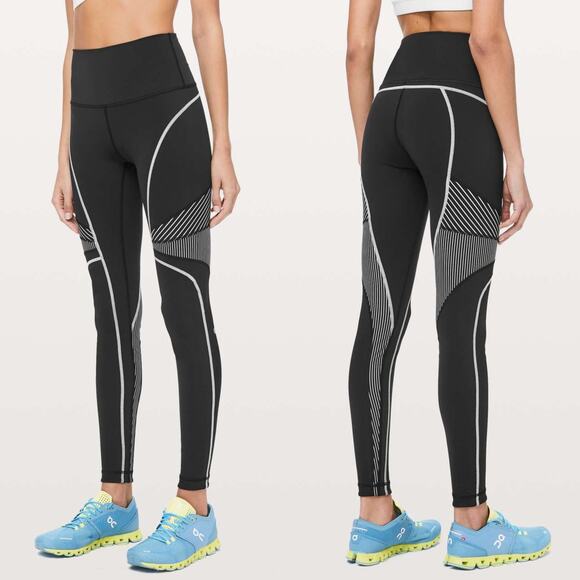 lululemon athletica Pants - Lululemon Womens Channel Your Energy Tight 28" Size 6 Black White Luxtreme
